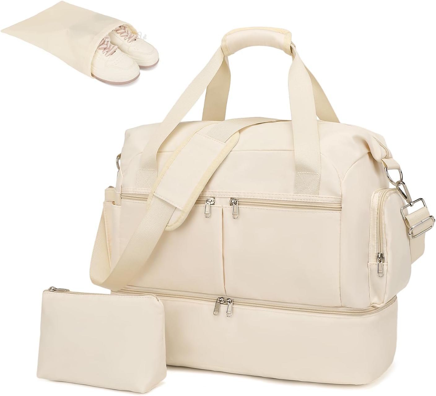 Water Resistant Gym Tote Bag with Shoes Compartment and Trolley Sleeve