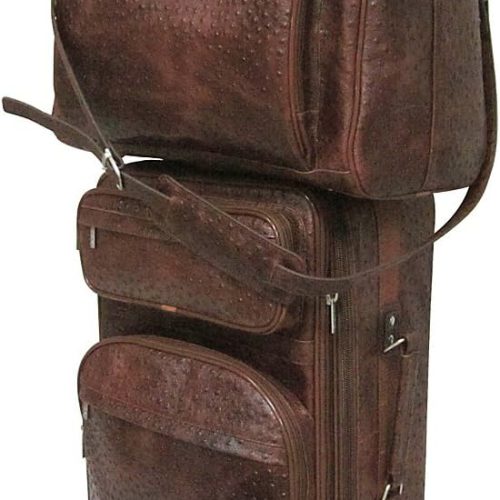 Ostrich Print Leather Two Piece Set Traveler