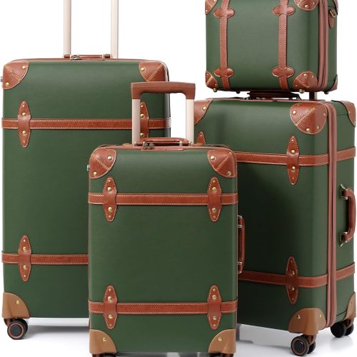 Vintage Luggage Set with PU Leather Retro Suitcase