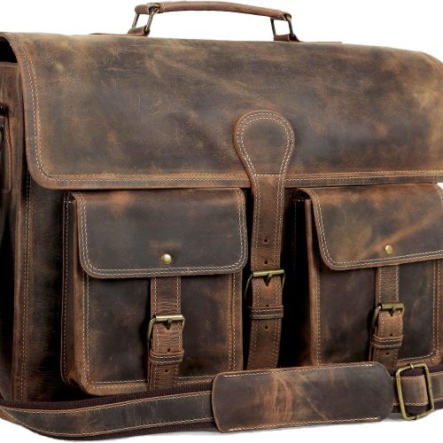Leather Briefcase Laptop Messenger Bag