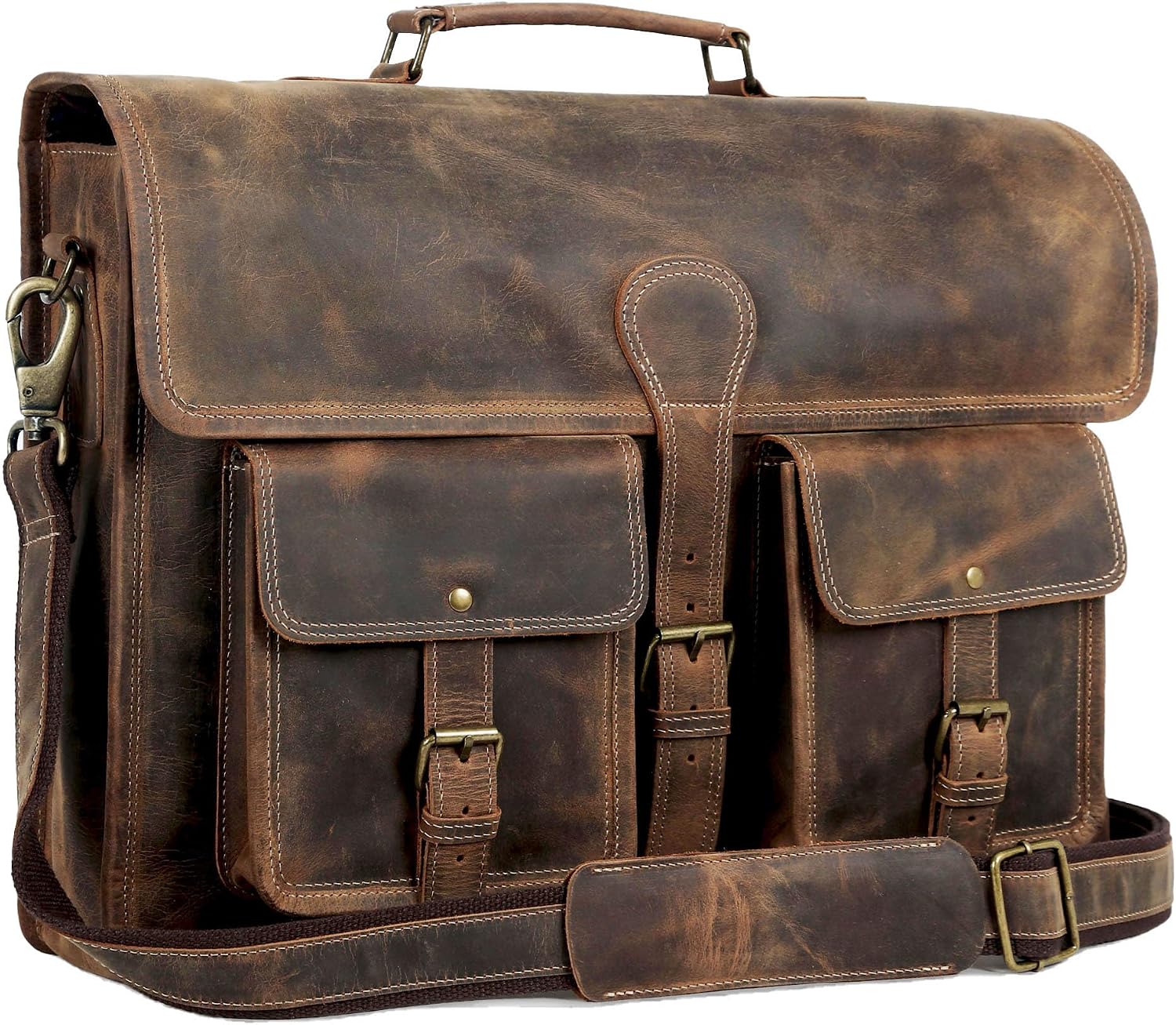 Leather Briefcase Laptop Messenger Bag