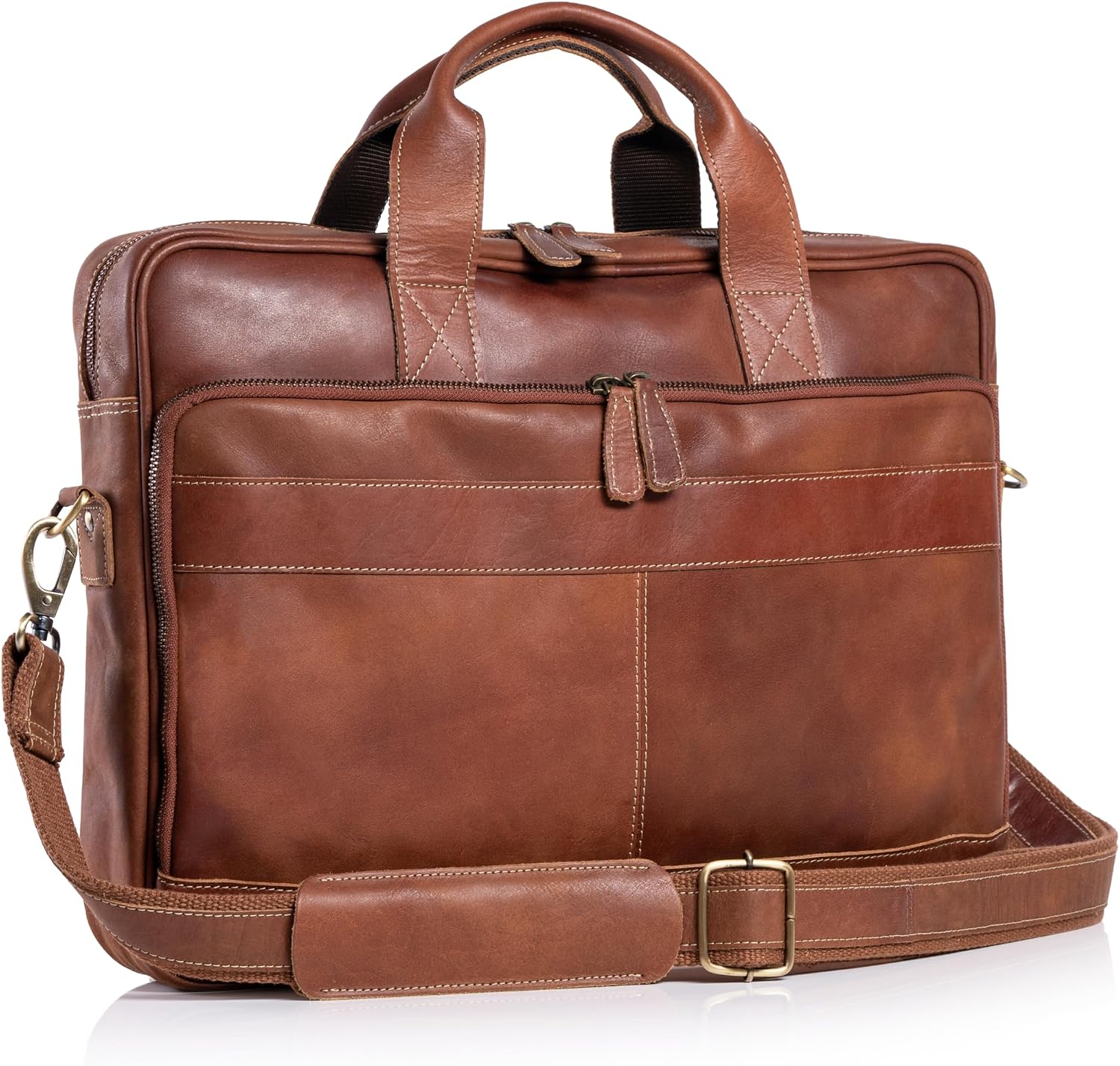Leather Briefcase Laptop Messenger Bag for Office Use