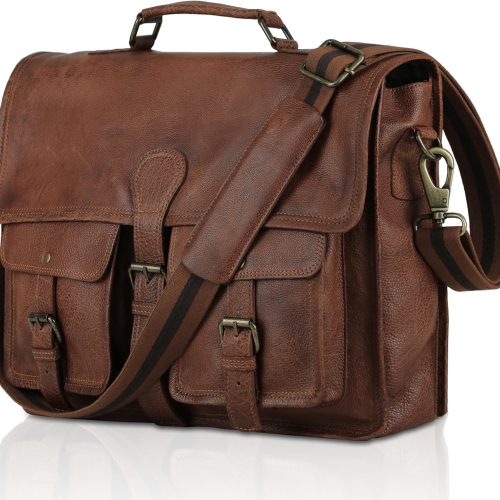 Leather Briefcase Laptop Messenger Bag for Business
